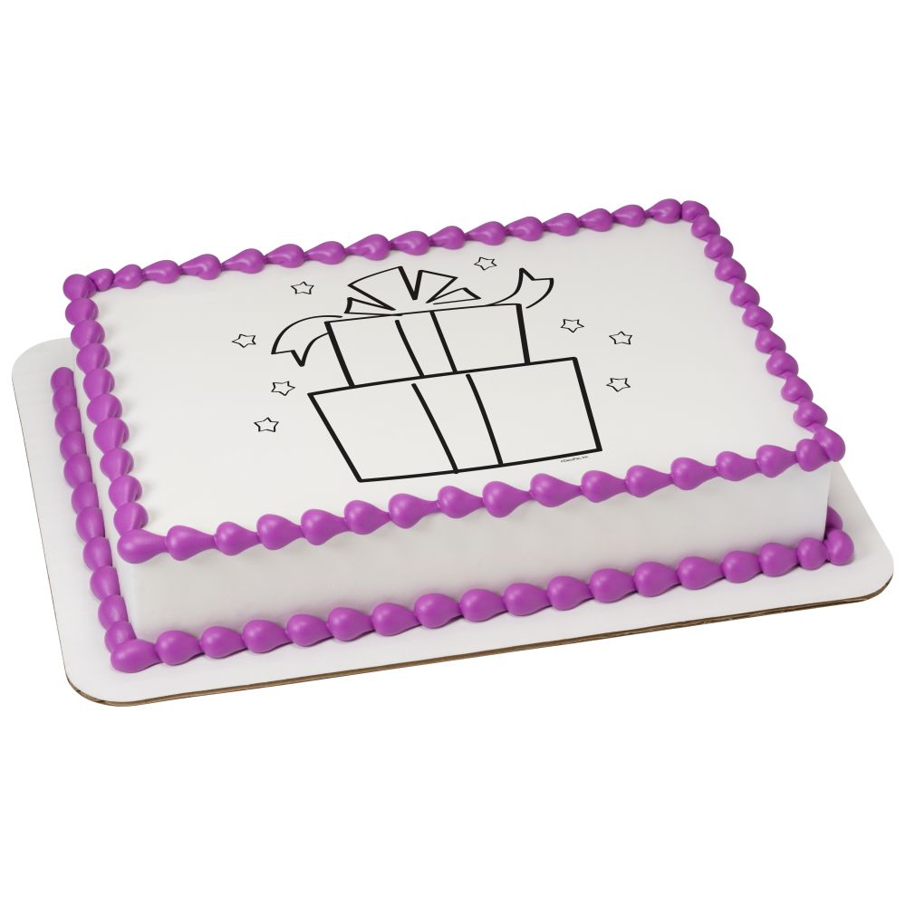 Image Cake Paintable Present with Stars