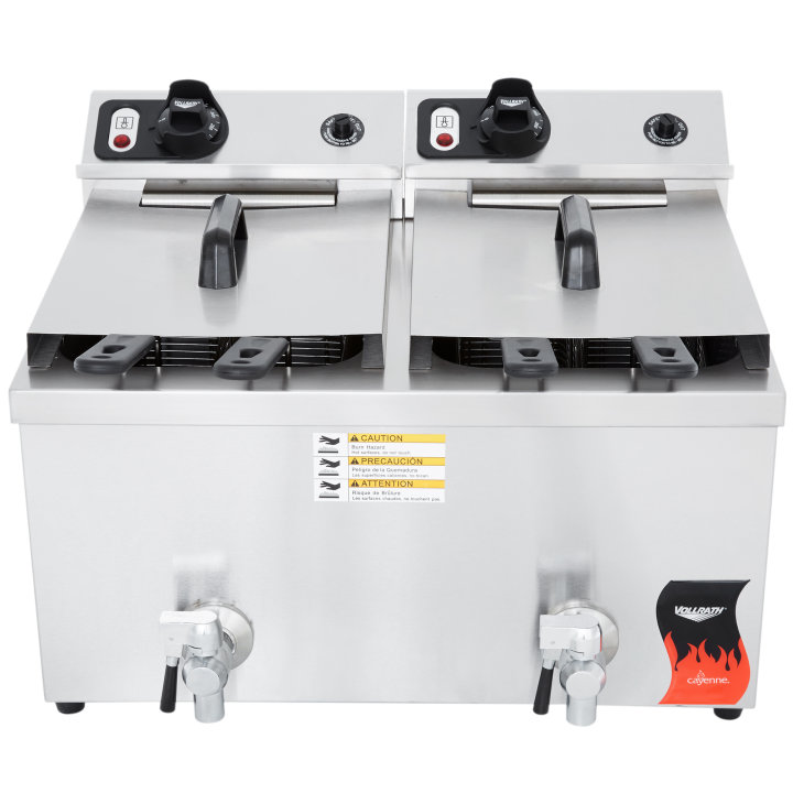Double-well 208- to 240-volt 15-lb medium duty Cayenne® countertop deep fryer