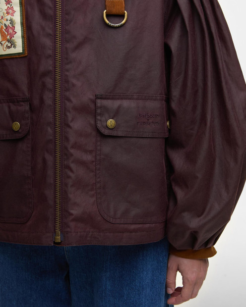 Giacca cerata Thais Barbour FARM Rio Bordeaux/Cream Heart Print