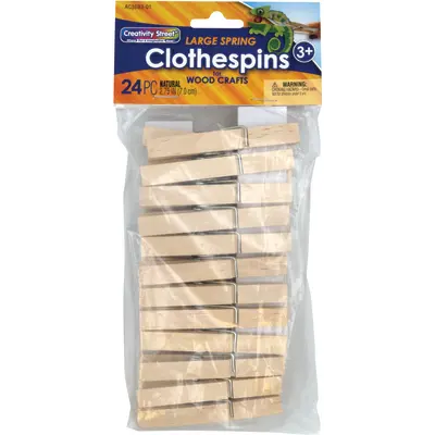 Creativity Street  Large Spring Clothespins, Natural,  2.75", 24 Pieces