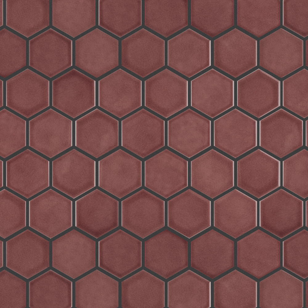 Tribeca 2″ Hex Glossy Rusty Red 11-1/8 in. x 12-5/8 in. Porcelain Mosaic Tile