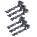 Carson Dellosa Education Black & White Dots Rolled Scalloped Border, 36 Feet Per Roll, 6 Rolls CD-108220-6