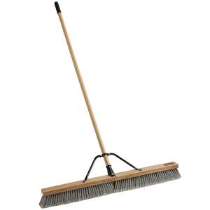 Rubbermaid Commercial, 36in, Assembled Push Broom w/ Fine Bristle, Polyethylene Bristles, Gray