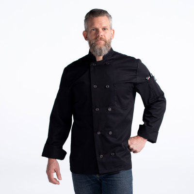 Long Sleeve Plastic Button Chef Coat-Chefwear