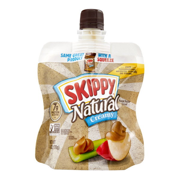 SKIPPY(r) Natural Peanut Butter Spread Squeeze Pack . C1CB - Front Center Inner Pack (Hi Res)