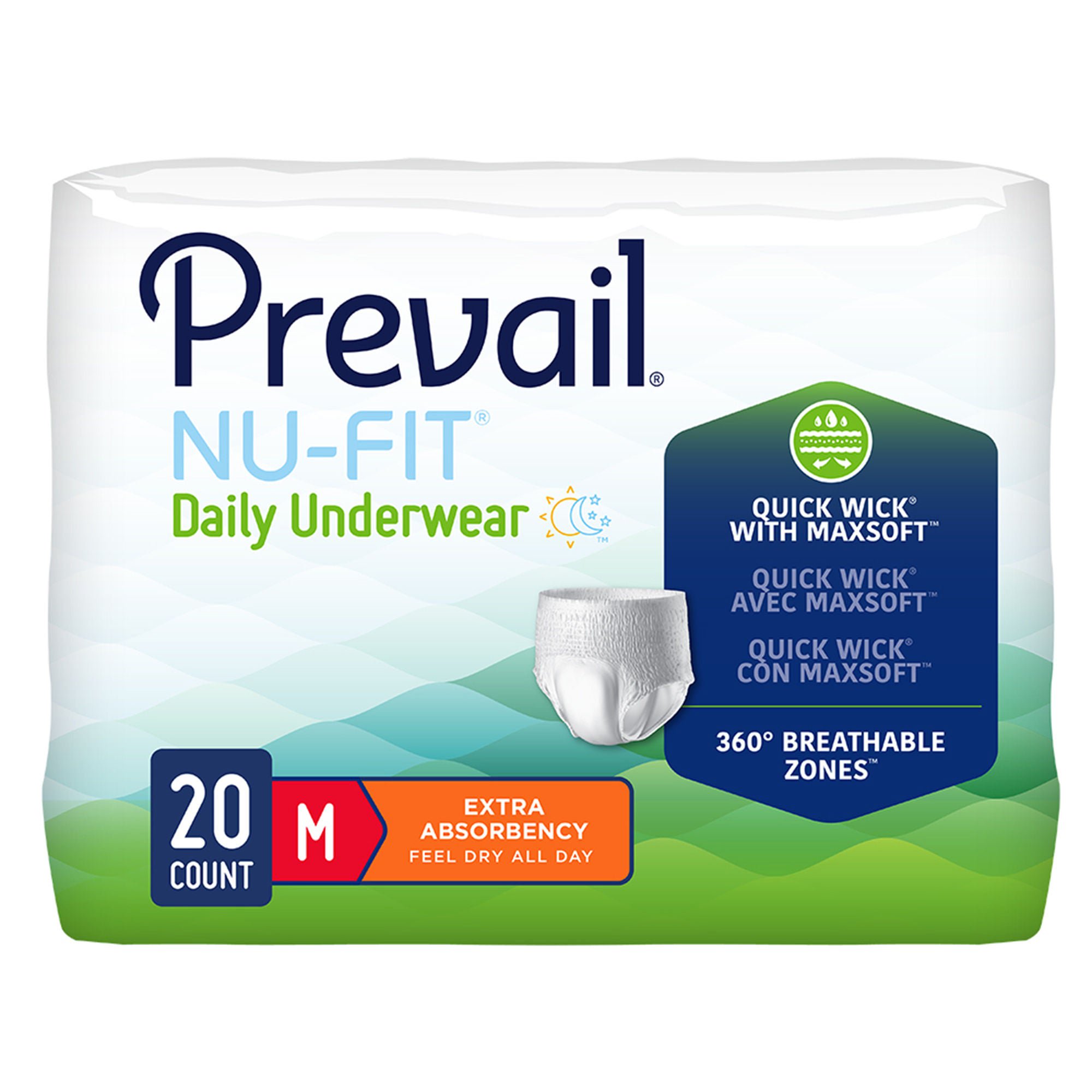 Prevail® Nu-Fit® Absorbent Underwear, Heavy Absorbency, Medium