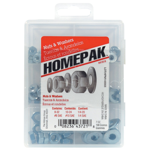 HOMEPAK Zinc-Plated Nuts & Washers Assortment Kit
