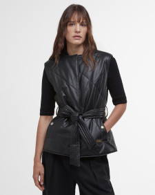 Rosa Faux-Leather Quilted Gilet Classic Black