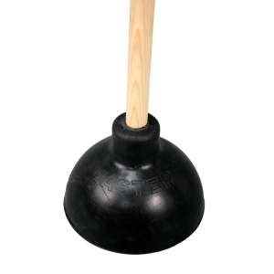 Impact, Industrial Professional Plunger, 25" Wood Handle, 6" Dia, Black