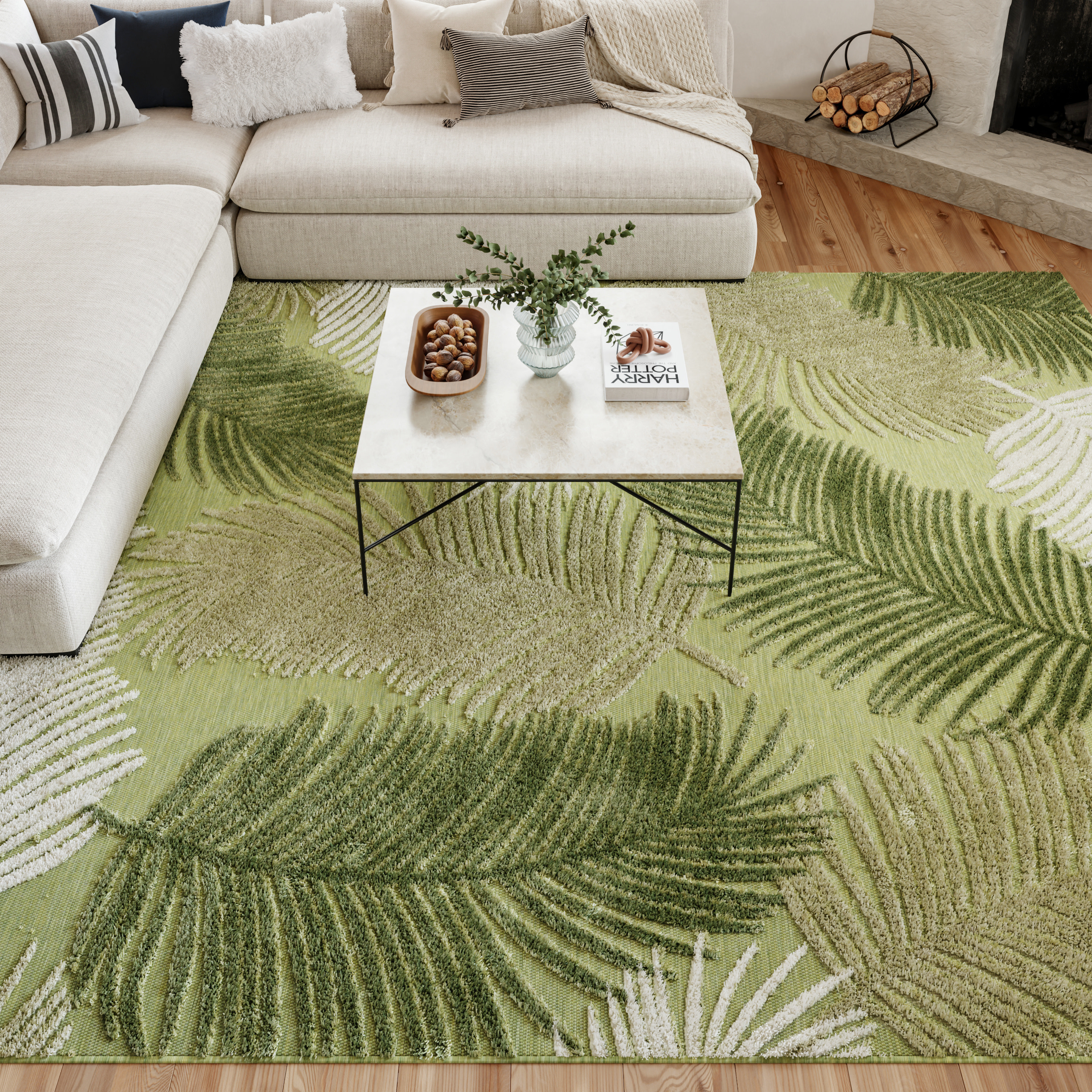 Nourison Suncoast 7'10" x 9'10" Green Tropical Rug