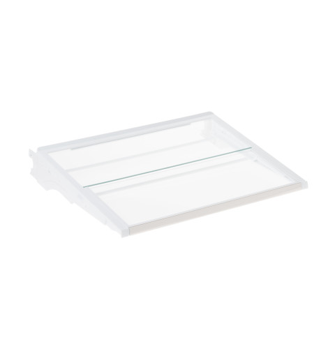 Refrigerator tuck away shelf assembly