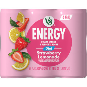 V8 +Energy® Diet Strawberry Lemonade Juice Energy Drink, 8 fl oz Can (24 Pack)
