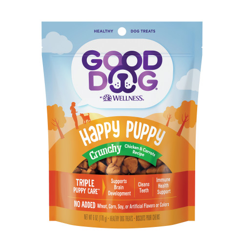 Good Dog Happy Puppy Crunchy Treats Chicken & Carrots Front packaging