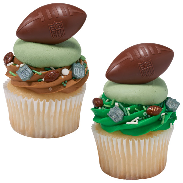 NFL Brown Football with Shield Cupcake Rings