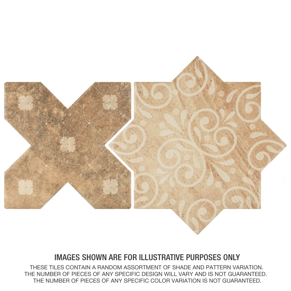 Tech Land Star Fire Temple/Cross Fire Temple 6 in. x 12 in. Porcelain Floor and Wall Tile