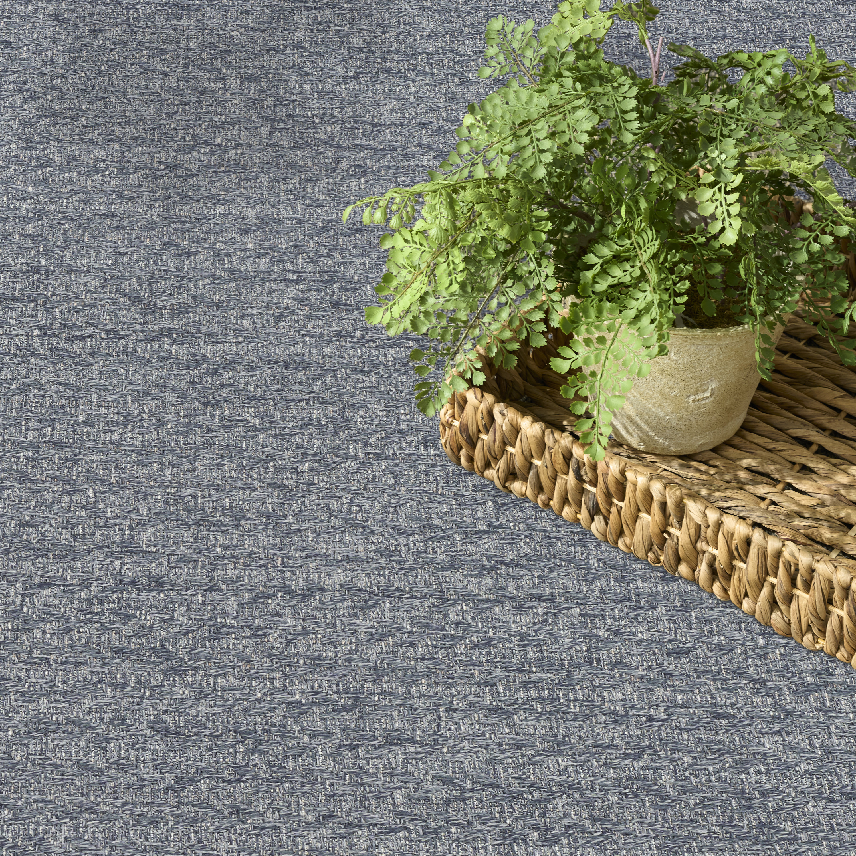 Nourison Tulum 8' x Round Denim Outdoor Rug
