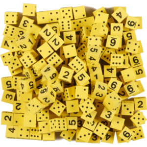 Foam Spot & Number Dice, Yellow, 16mm, Bag of 200