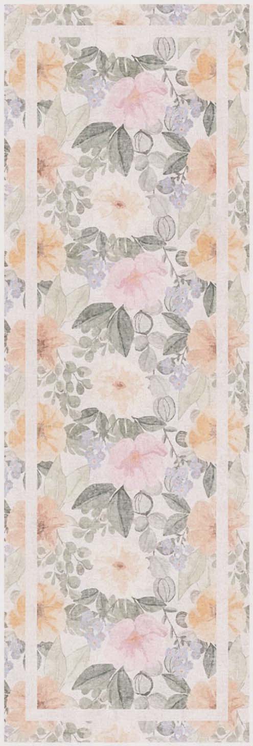 Nourison Botanical Washables 2' x 6' Beige Multicolor Farmhouse Indoor Rug