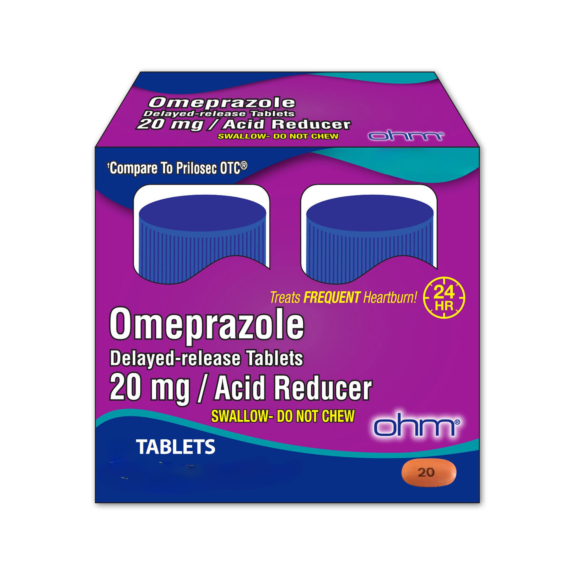 ohm® 20 mg Omeprazole Acid Reducer Delayed-released Tablets