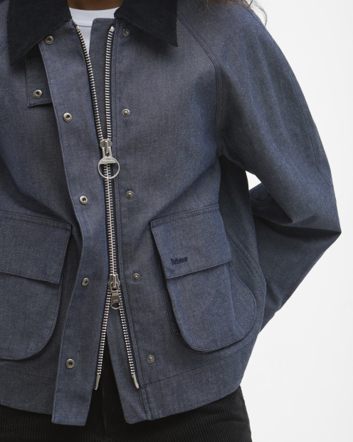 Barbour x ARKET Kokos Dry Wax Denim Jacket Blue Denim