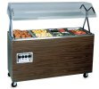 60-inch 2-Series Affordable Portable™ Hot Food Station with storage base and door in walnut woodgrain
