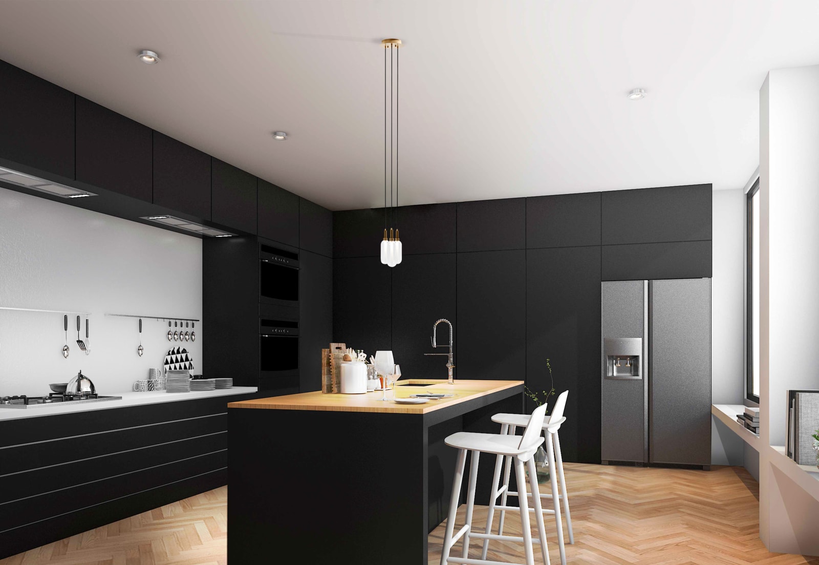 Glass Pendant LED Glass 3 Light Pendant — installation 1