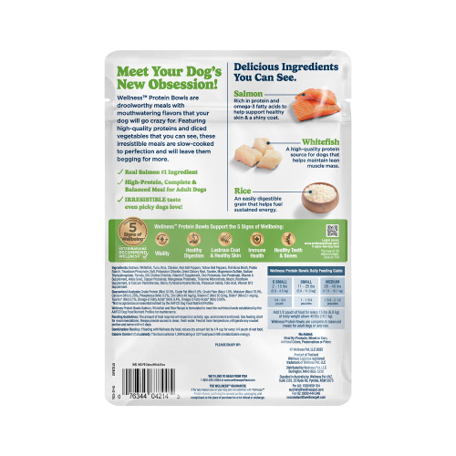 Wellness Protein Bowls Salmon, Whitefish & Rice back packaging