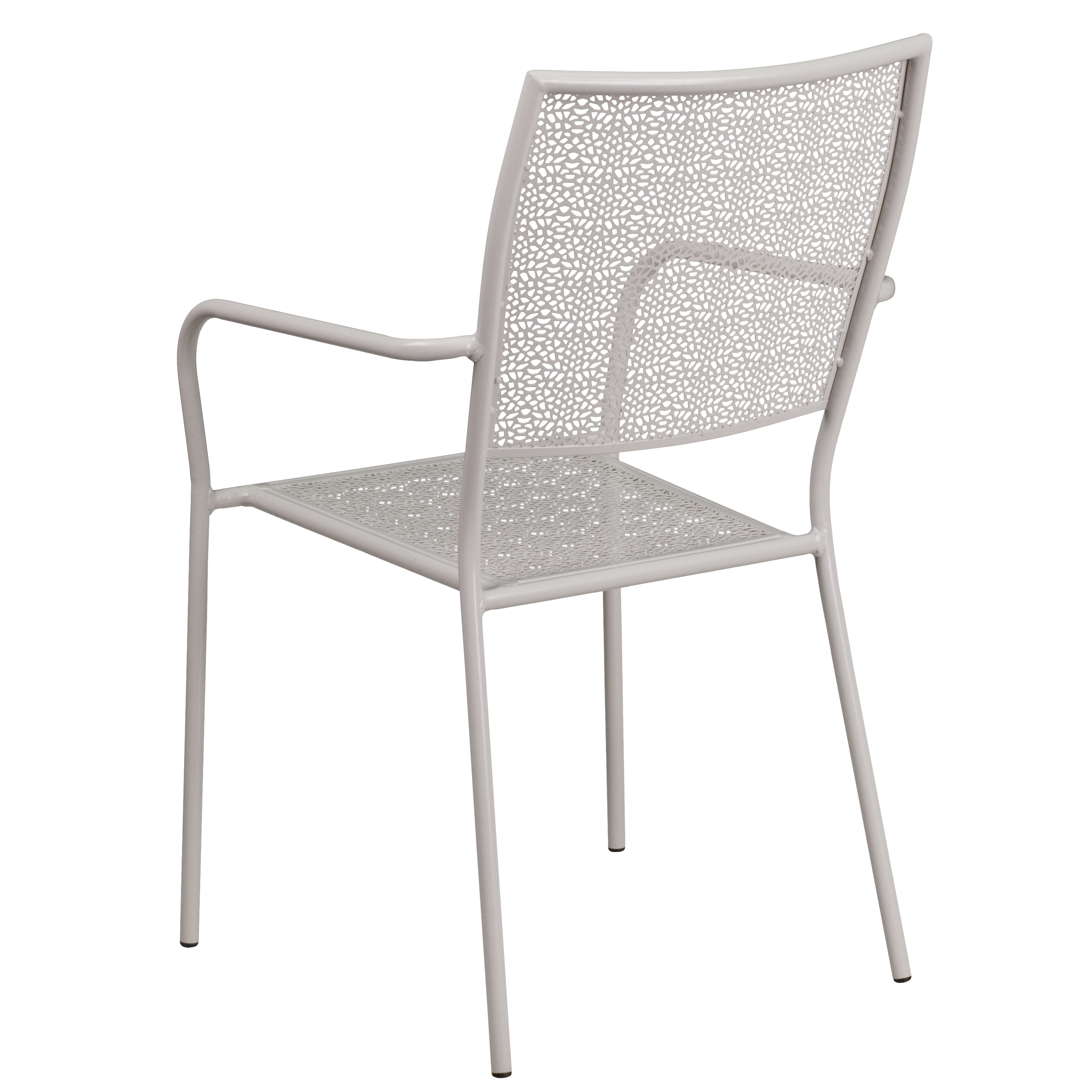 Commercial Grade Sky Blue Indoor-Outdoor Steel Patio Arm Chair with Square Back - Picture 58 of 61