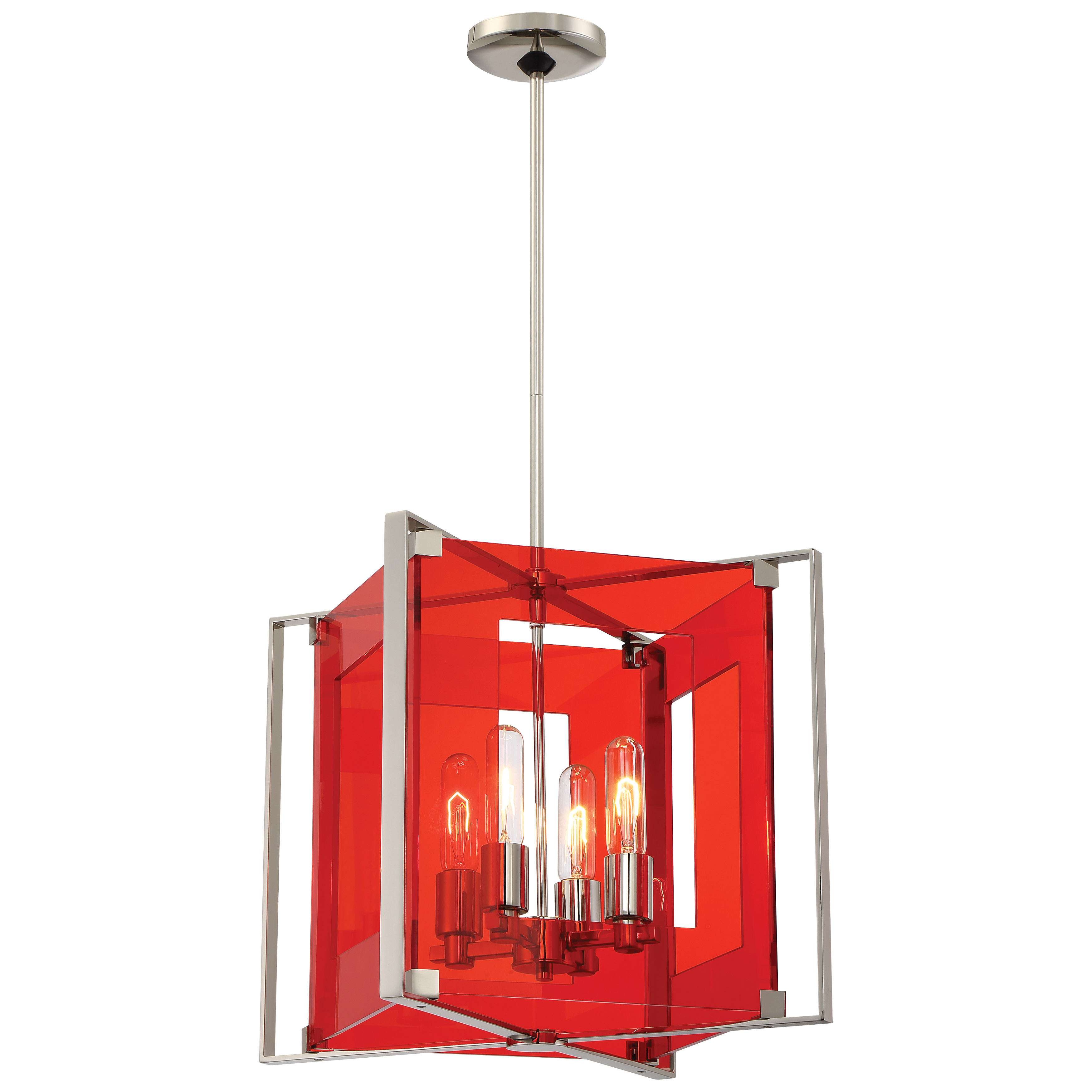 This 4-light pendant combines polished nickel hardware with clear acrylic elements for a sophisticated transitional look. The 14.75-inch fixture provides ample illumination while maintaining an elegant profile perfect for dining areas and kitchen islands. - alternate view