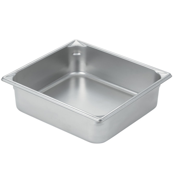 Two-thirds-size 4-inch-deep Super Pan V® stainless steel steam table pan