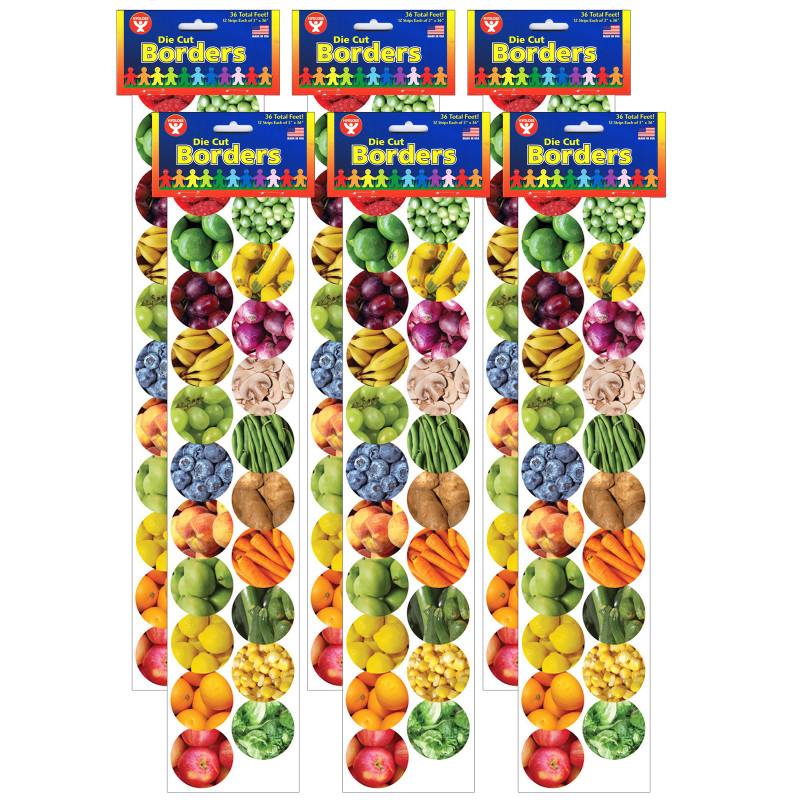 Fruits And Veggies Border, 36 Feet Per Pack, 6 Packs