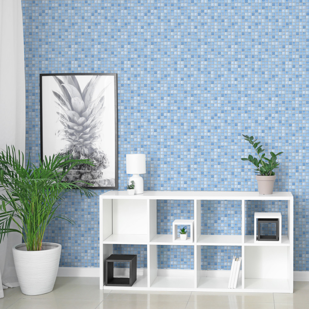 Fountain Square Blue 12 in. x 12 in. Porcelain Mosaic Tile