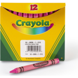 Single Color Bulk Crayons, Regular Size, Carnation Pink, 12 Count
