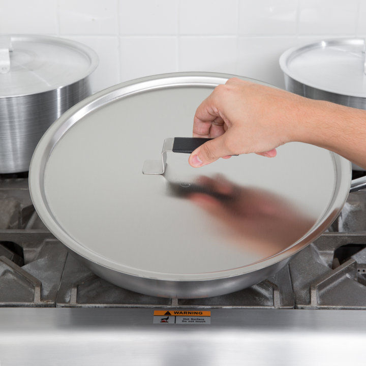 14-inch Tribute® stainless steel frying pan cover with dipped handle