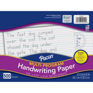 Multi-Program Handwriting Paper, 5/8" Ruled (Long Way), White, 10-1/2" x 8", 500 Sheets