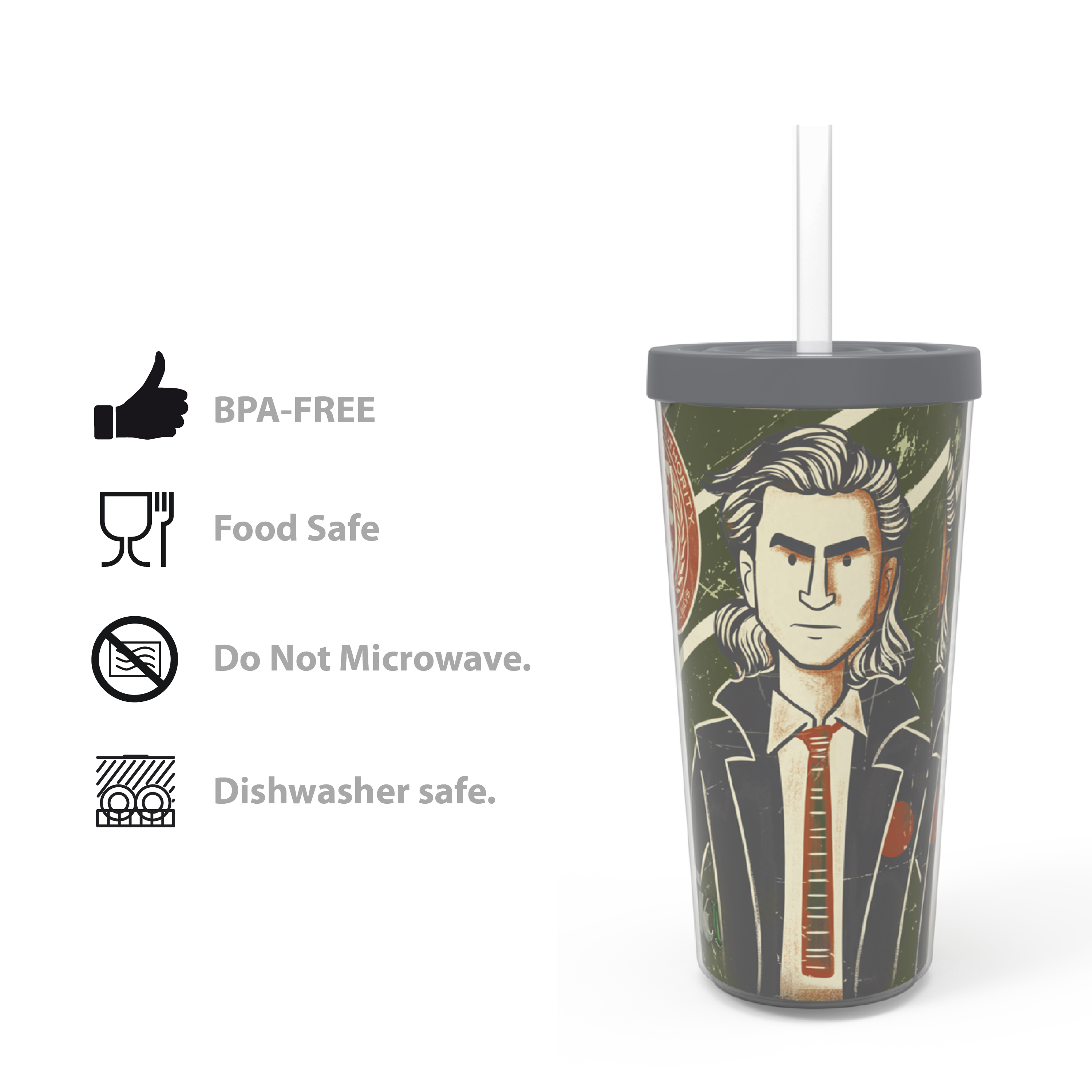 Marvel Comics 16 ounce Reusable Insulated Tumbler with Straw, Loki slideshow image 5 Marvel Comics 16 ounce Reusable Insulated Tumbler with Straw, Loki slideshow image 5