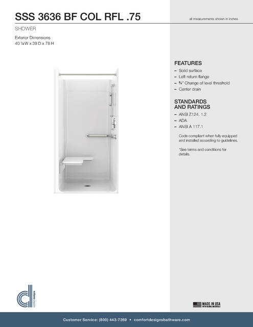 Tech Data Sheet — Cd Shower Tech Data Sss 3636 Bf 75 Col Rfl