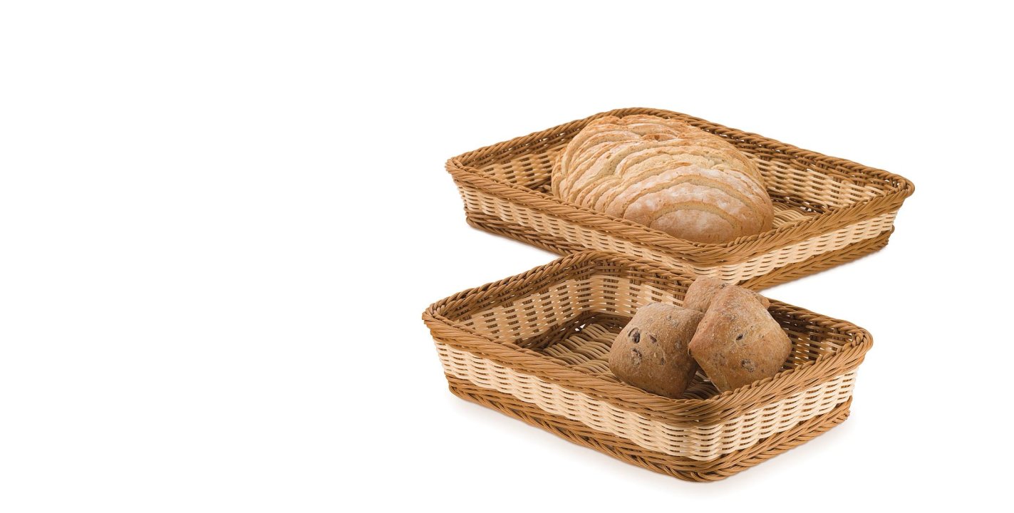 Cesta de pan de mimbre rectangular 42 x 30 cm polipropileno en marrón