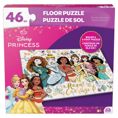 Disney Princess 46-piece 3-Foot Floor Puzzle, Merida, Cinderella, Moana, Cinderella, Ariel, and Jasmine for Families and Kids Ages 4 and up