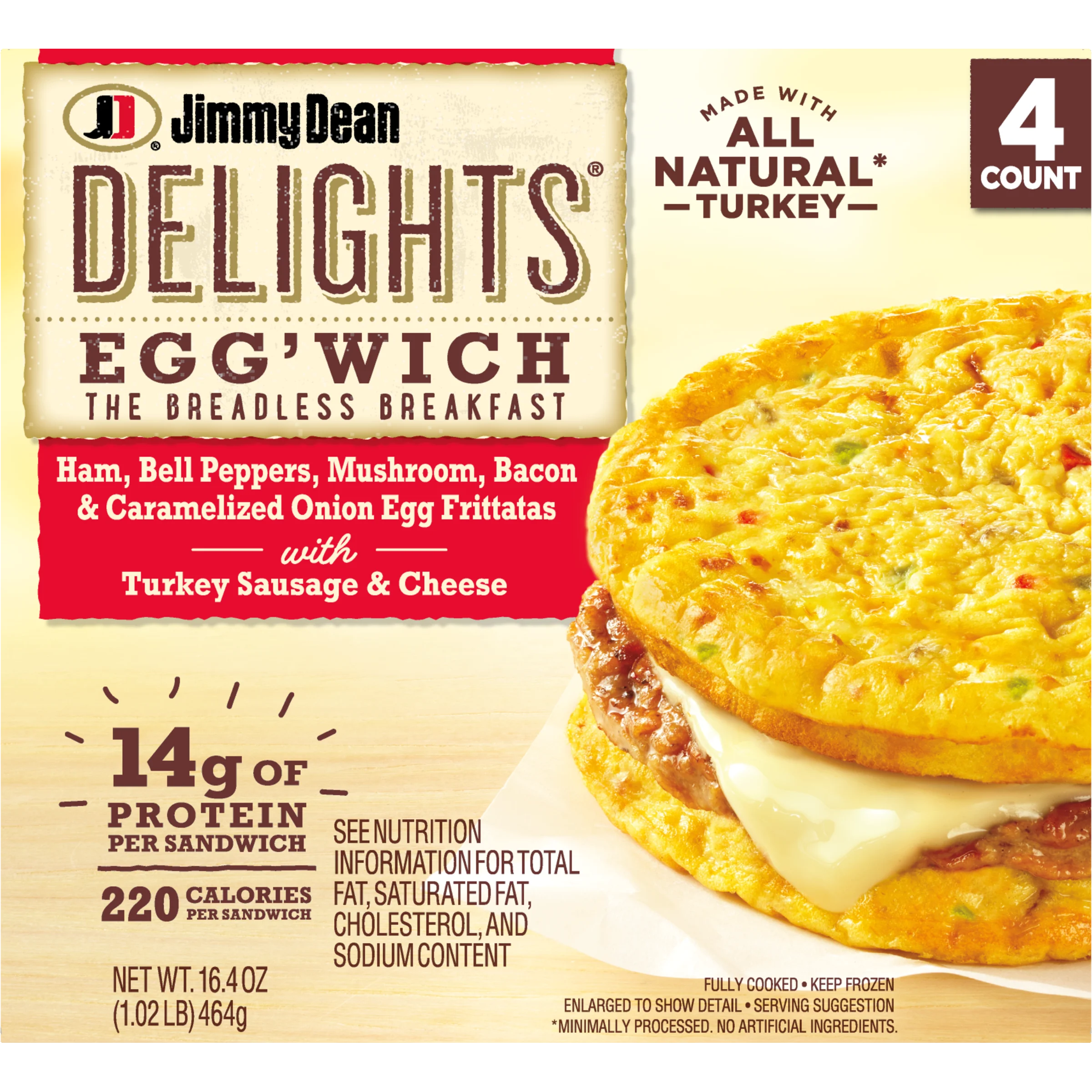 Delights Turkey Sausage and Cheese Ham Egg'wich