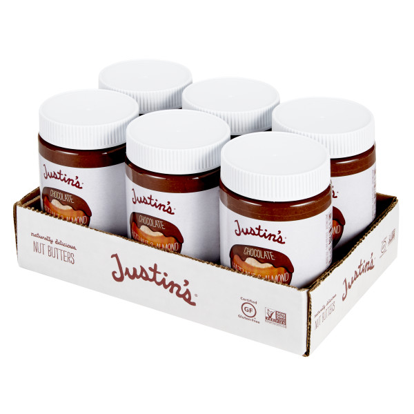 JUSTIN'S (r) Chocolate Hazelnut Butter 6/16 Ounce . C1RM - Front Right Open Case (Hi Res)