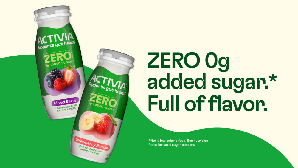 thumbnail video image 2 of Activia ZERO 0g Added Sugar Strawberry Banana and Peach Nonfat Probiotic Yogurt Cups, Helps Support Gut Health, 4 oz, 12 Count, 2 of 15