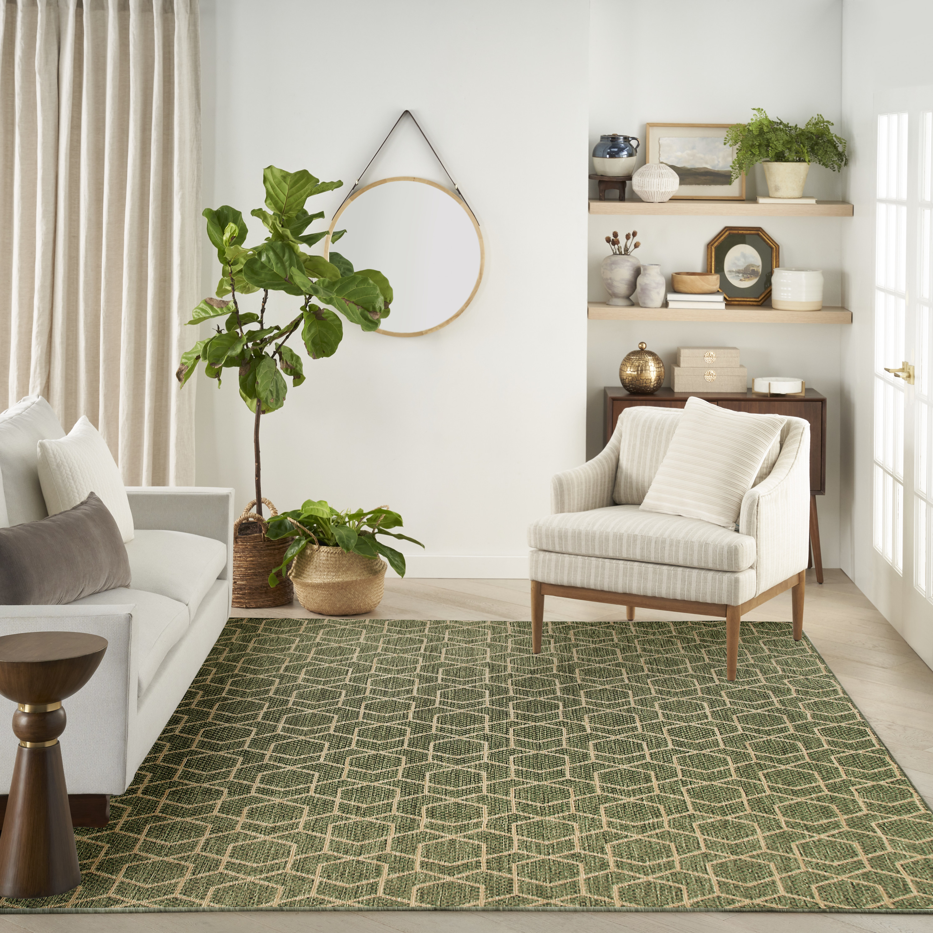 Nourison Horizon Indoor/Outdoor 9' x 12' Green Modern Rug