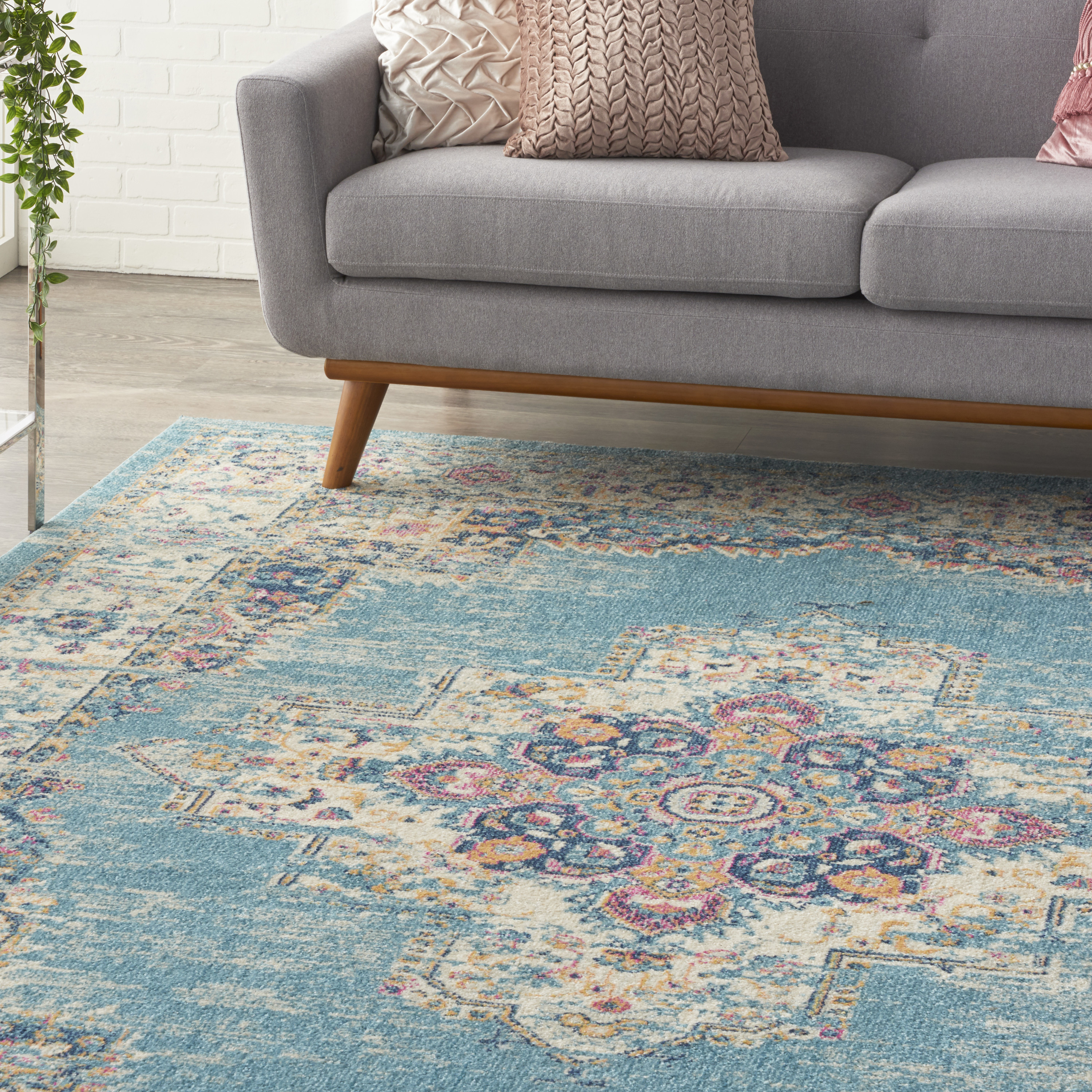 Nourison Passion 6'7" x 9'6" Light Blue Bohemian Indoor Rug
