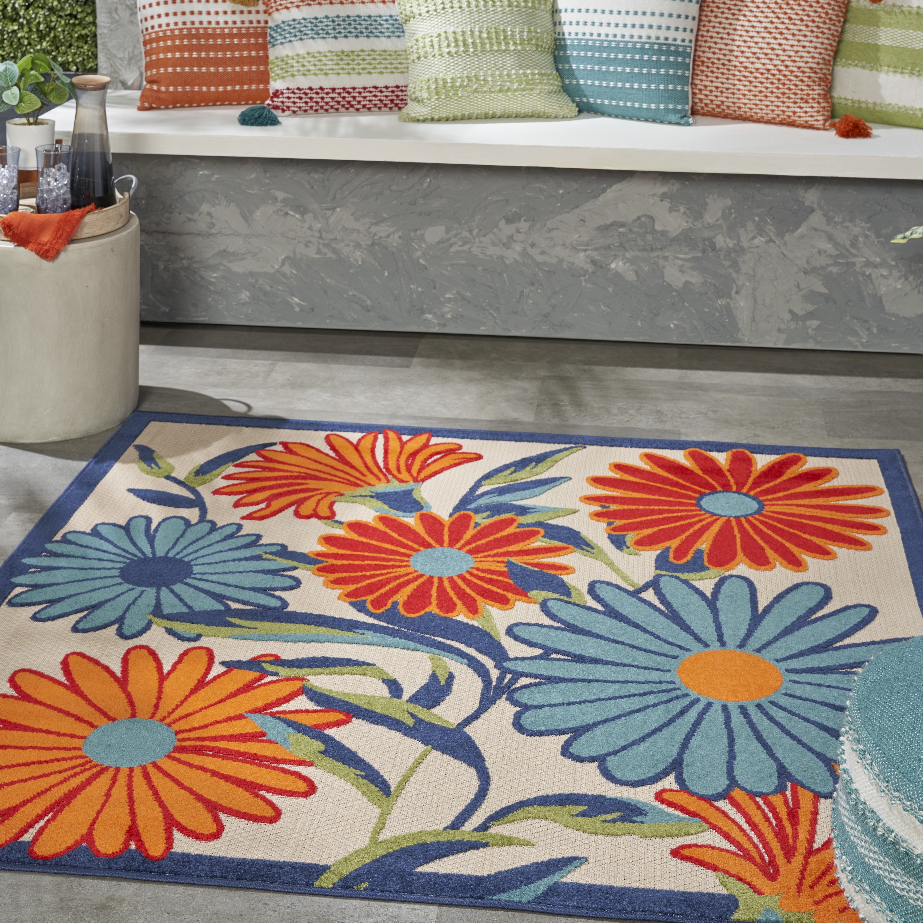 Nourison Aloha 5'3" x Square Multicolor Contemporary Rug