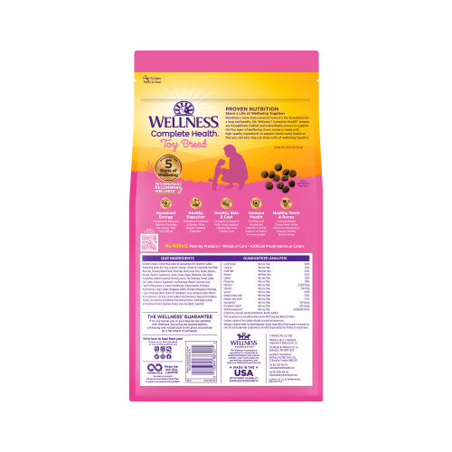 Wellness Complete Health  Toy Breed Chicken & Rice back packaging