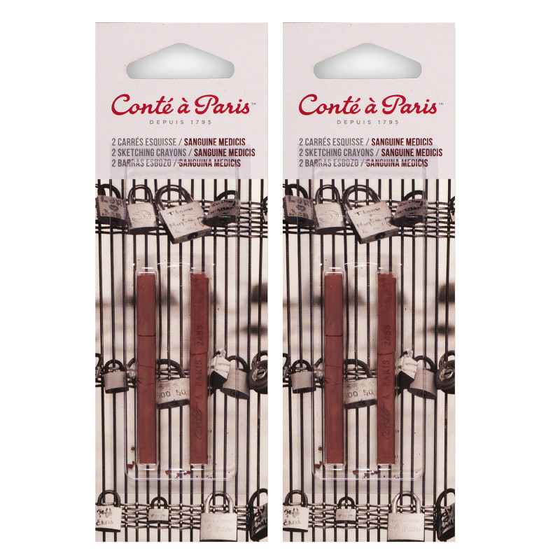 Carrés Esquisse Sketching Pastel Crayons, Sanguine Medicis (2453), 2 Per Pack, 2 Packs