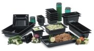 Fourth-size 4-inch-deep Super Pan® high-temperature plastic pan in black