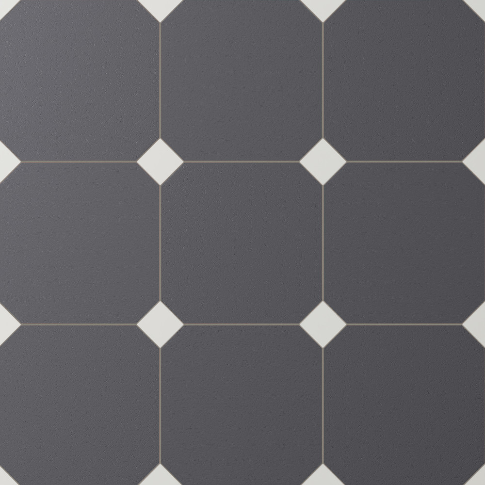 Vaudeville Octagon Antracita with Taco Nacar 7-7/8 in. x 7-7/8 in. Porcelain Floor and Wall Tile