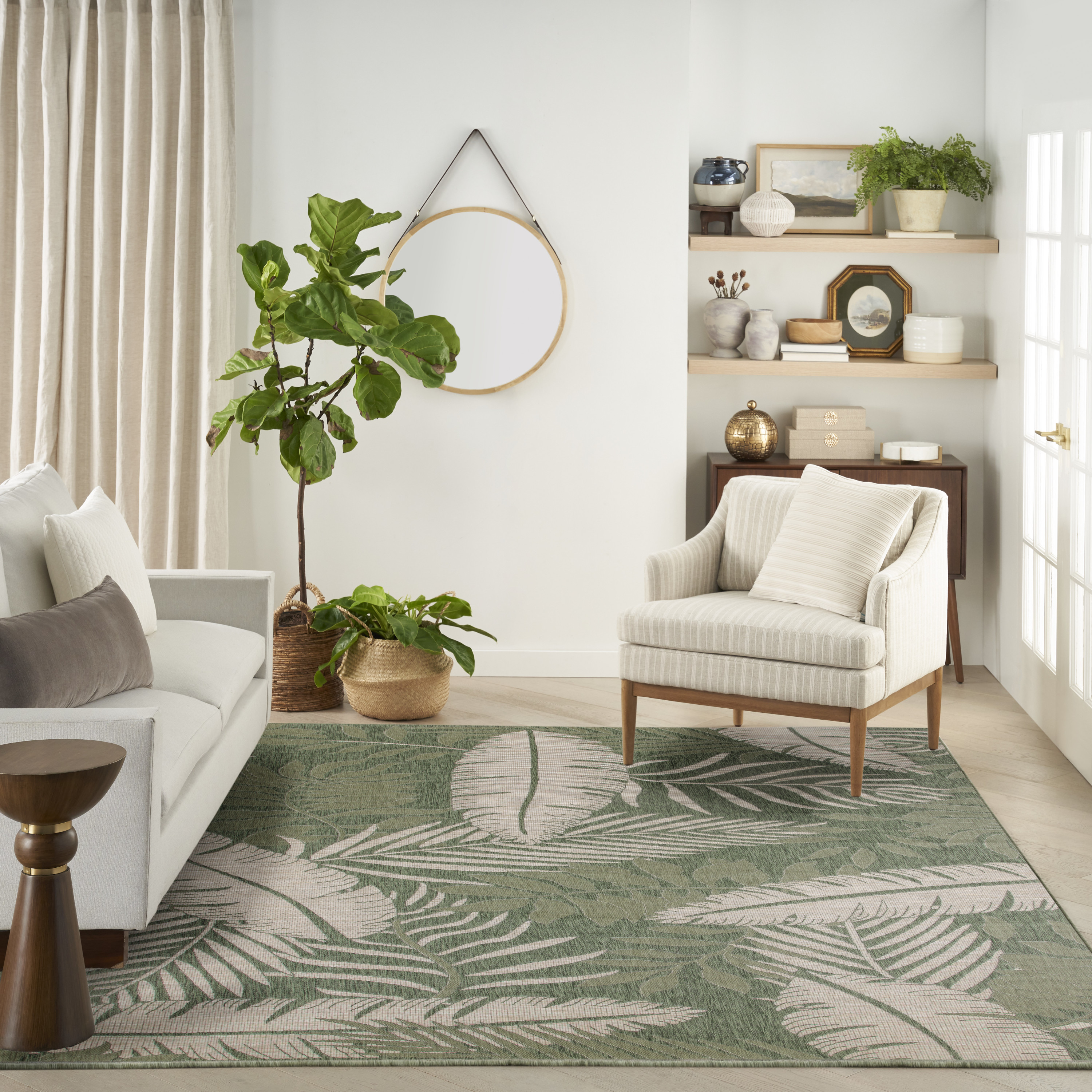Nourison Garden Oasis 8' x 10' Green Ivory Outdoor Rug